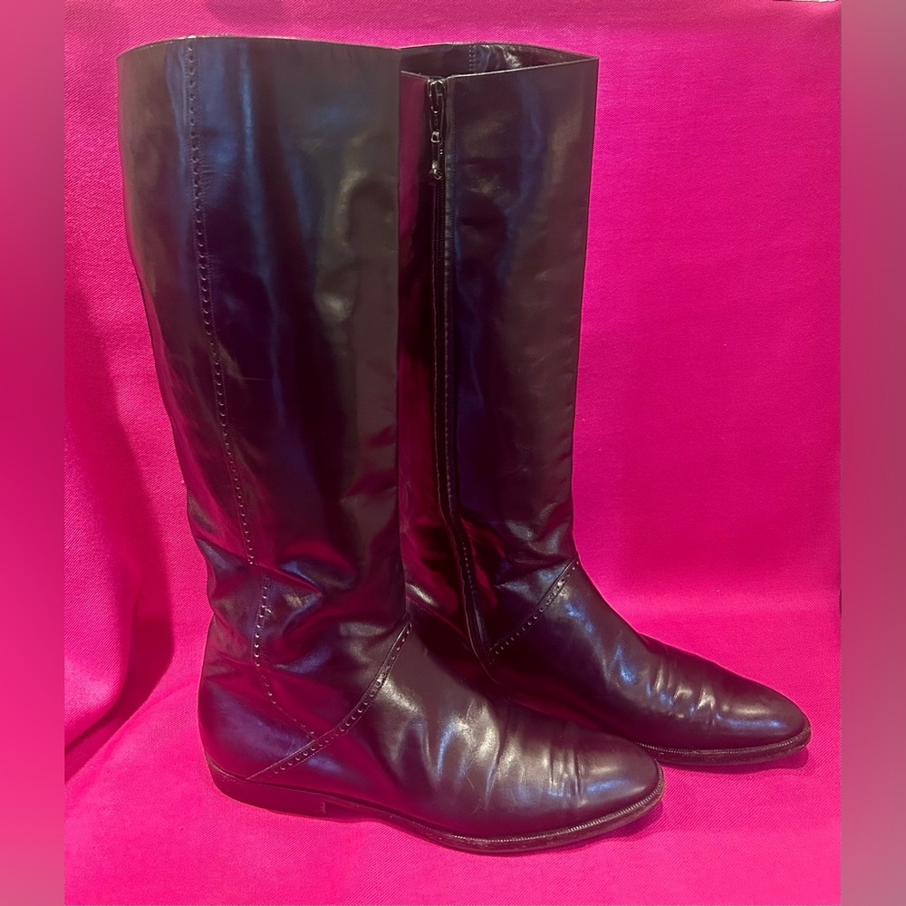 Vintage Salvatore Ferragamo Black Zip-up Riding Boots - Picture 2 of 10